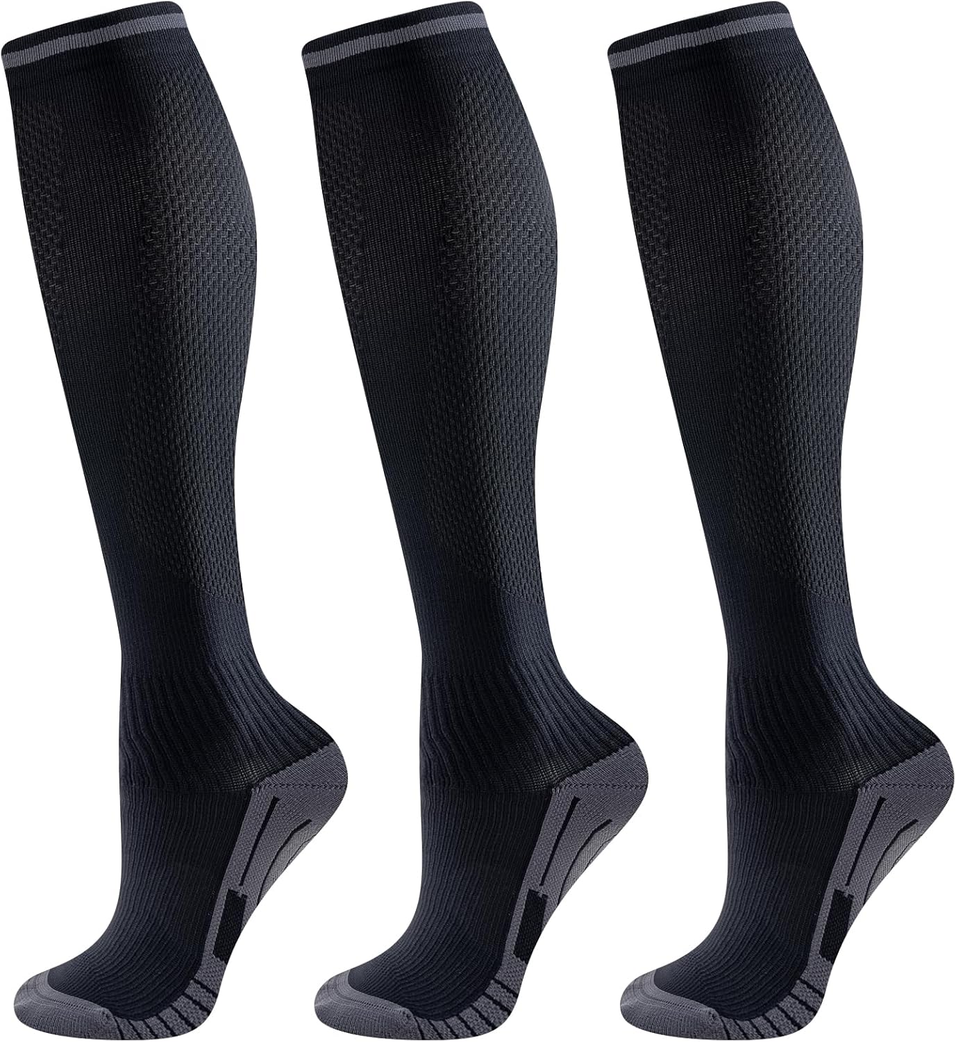 Niorasen Compression Socks for Women & Men, 3 Pairs Flight Socks, Travel Socks, Compression Stockings Fit Running, Football, Flying, Medical, Prevent Varicose Veins, Promote Circulation (20-30mmHg)-0