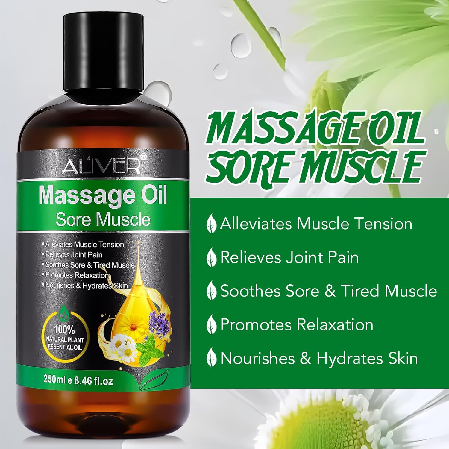 Massage Oils for Massage Therapy 250ML Massage Oil for Muscle Pain Relief, Warming, Relaxing - Sports Massage Oil for Improved Recovery and Deep Tissue Massage-7