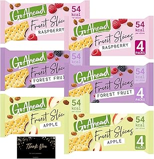 Multipack Crispy Fruit Bars Bundle with 2 x Go Ahead Apple Crispy Fruit Slices, 2 x Go Ahead Fruit Slices Raspberry and 2 x Go Ahead Fruit Crispy Slices | 24 Go Ahead Bars with Hubsidia TY Card