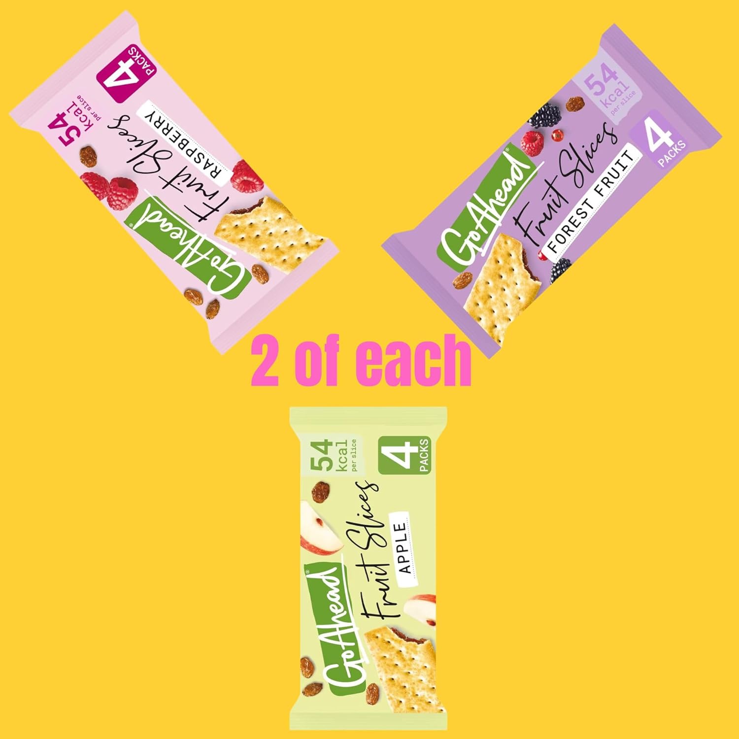 Multipack Crispy Fruit Bars Bundle with 2 x Go Ahead Apple Crispy Fruit Slices, 2 x Go Ahead Fruit Slices Raspberry and 2 x Go Ahead Fruit Crispy Slices | 24 Go Ahead Bars with Hubsidia TY Card-1