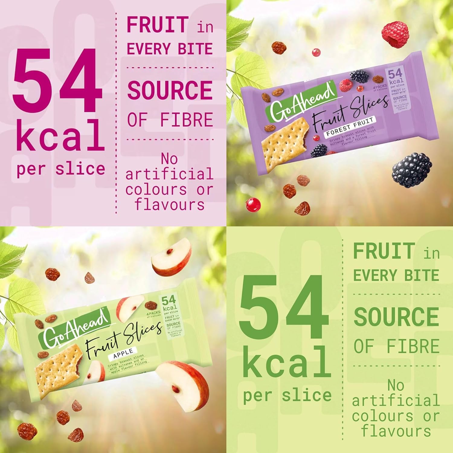 Multipack Crispy Fruit Bars Bundle with 2 x Go Ahead Apple Crispy Fruit Slices, 2 x Go Ahead Fruit Slices Raspberry and 2 x Go Ahead Fruit Crispy Slices | 24 Go Ahead Bars with Hubsidia TY Card-2