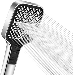 VEHHE Shower Head (NOT for Electric Showers), 7 Spray Modes Shower Heads, Large Universal Shower Head with Non-Clogging Silicone Nozzles, Single Handheld Adjustable Square Shower Head for Home,Gym