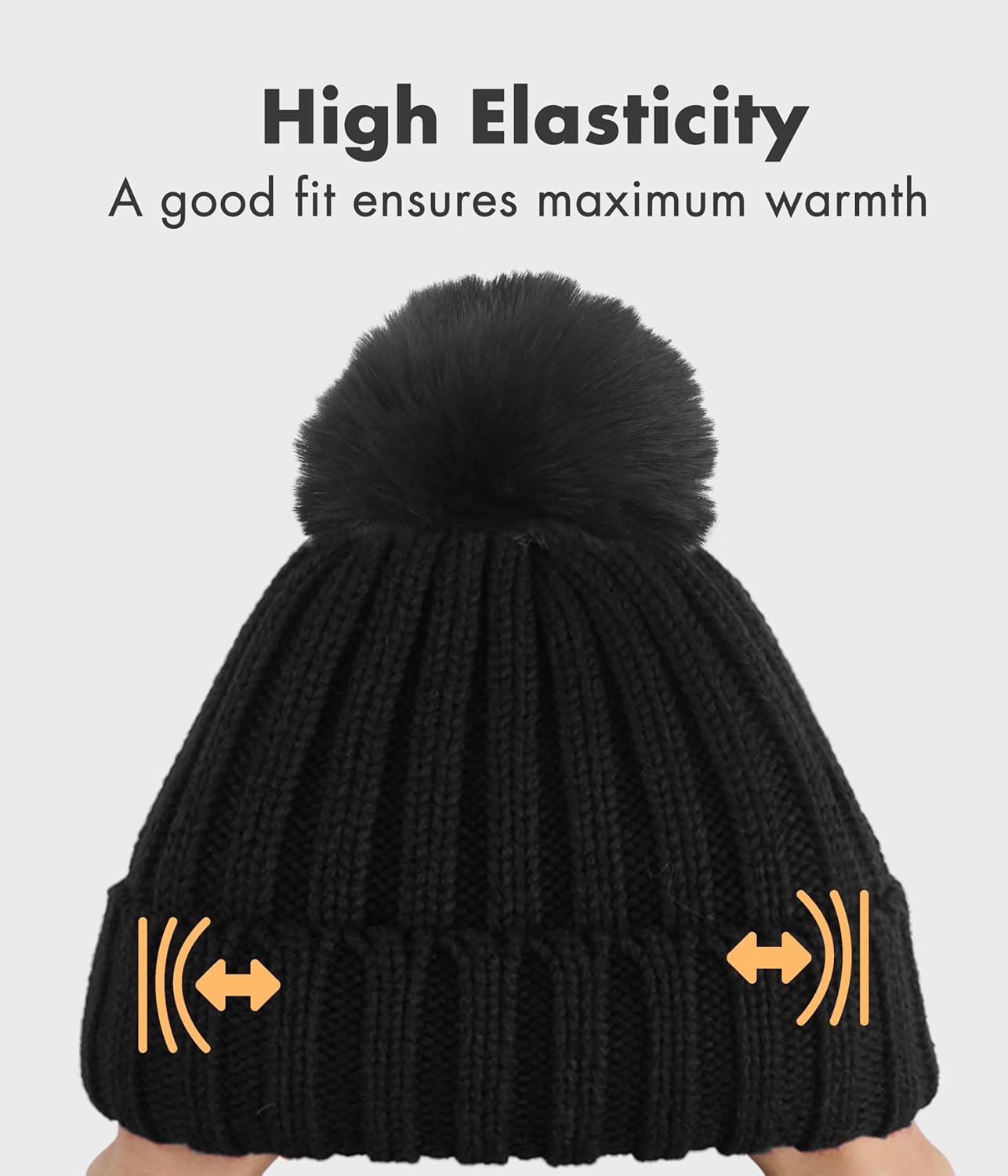 KEECOW Beanie Hats for Women, Womens Winter Hats, Thermal Warm Winter Hats for Women Outdoor Sports with Detachable Pom Pom-3