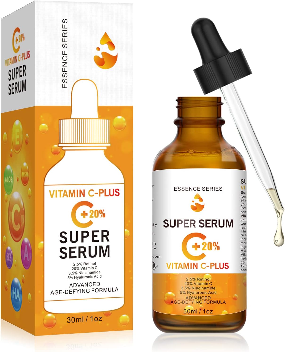 20% Vitamin C Serum for Face with Hyaluronic Acid & Retinol Serum, 30ML Natural Anti Aging & Wrinkle Facial Serum, Boost Skin Collagen, Hydrate Brighten Plump Skin (30ml)-0