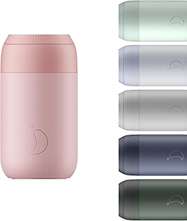 Chilly's Series 2 Coffee Cup - Tight seal, No Sweating - BPA-Free Stainless Steel - Reusable - Double Walled, Vacuum Insulated - Blush Pink, 340ml