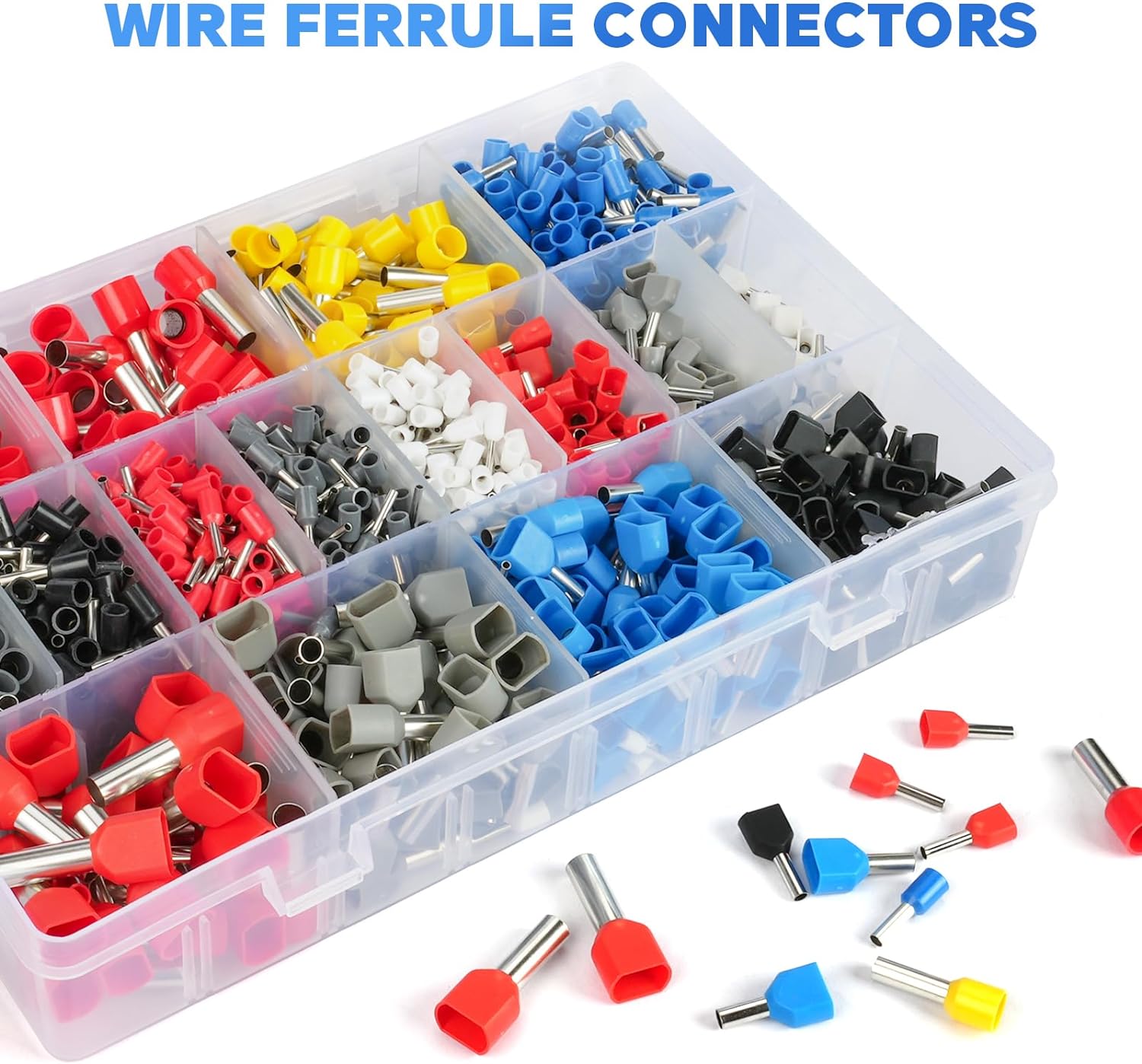 0.5-16mm² Twin Bootlace Ferrules, Dual Terminals,1200pcs Crimp Connectors, Double Wire Quick Connect, All-copper Core, High Insulation Protection-6