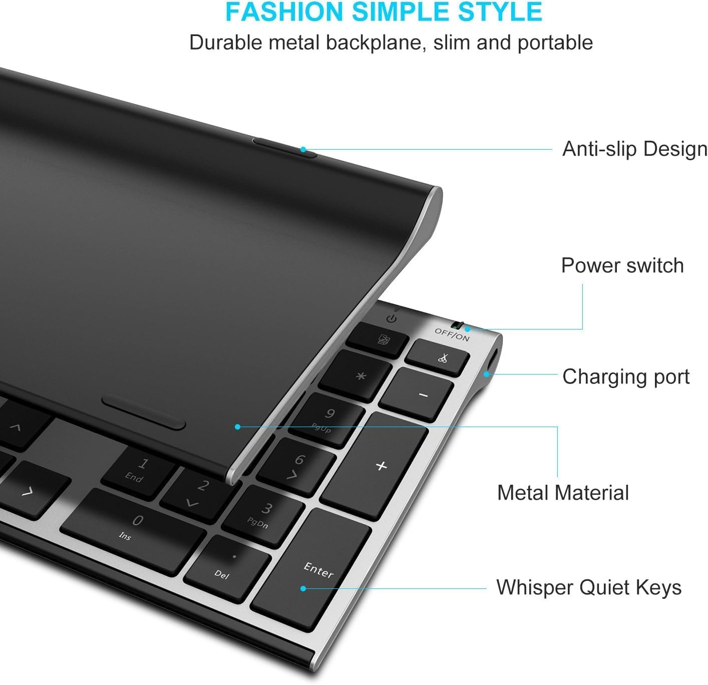 Rechargeable Wireless Keyboard and Mouse Set, seenda Full Size Ultra Thin Quiet USB Keyboard and Mouse QWERTY UK Layout for Windows PC, Computer, Laptop, Space Gray-2