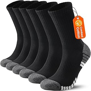 PULIOU Mens Socks Winter Thermal Warm socks,Sports running socks,Cotton Wicking Breathable Cushion Comfortable Casual Crew Socks,Hiking Trekking Walking Athletic Socks,Multipack socks,6 Pairs