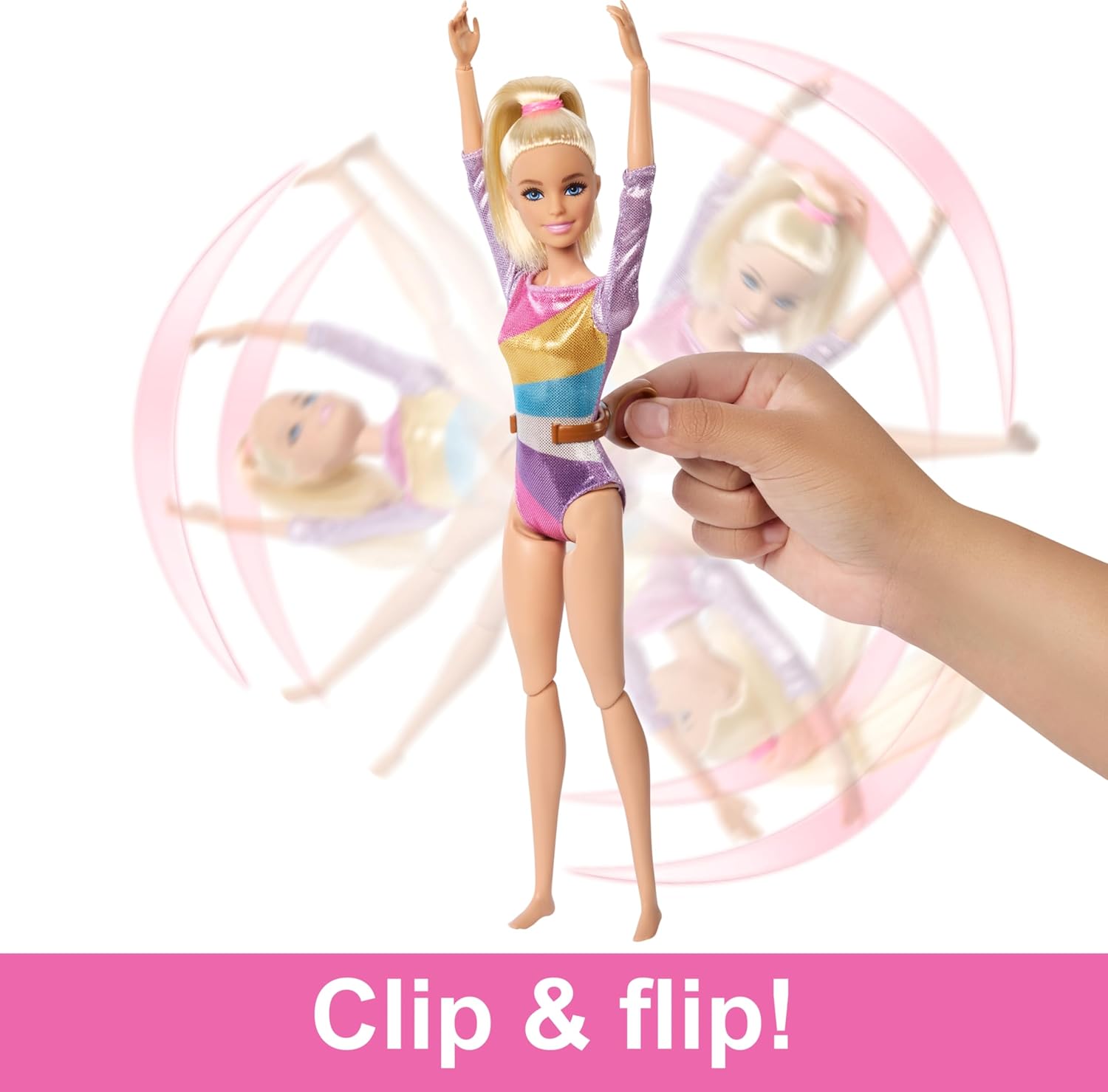 Barbie Gymnastics Doll & Accessories, Playset with Blonde Fashion Doll, C-Clip for Flipping Action, Balance Beam, Warm-Up Suit & More-2