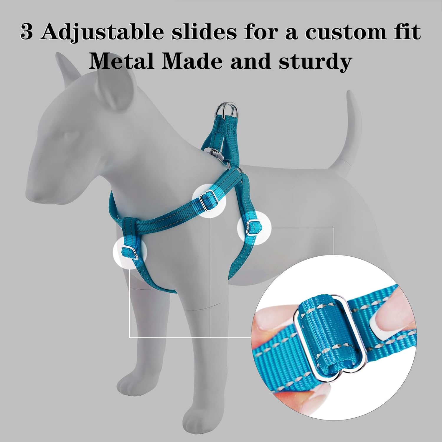 Plutus Pet Step In Dog Harness, Reflective, Adjustable, and Secure with Metal Buckles, Easy Walk Dog Harness for Puppy, Small, Medium and Large Dogs, Cyan, XS-2