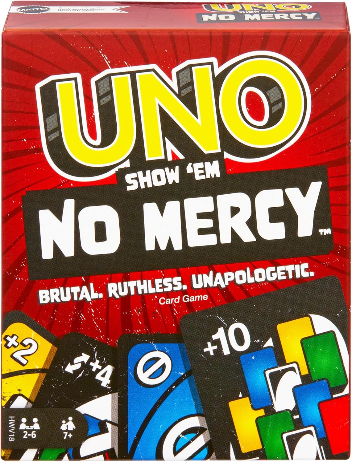 Mattel Games UNO Show ?em No Mercy Card Game for Kids, Adults & Family Parties and Travel With Extra Cards, Special Rules and Tougher Penalties., HWV18-0