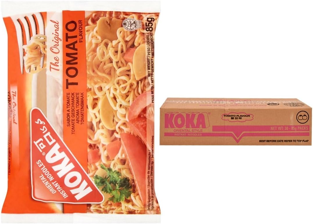 Koka Oriental Style Instant Noodles | Tomato Flavour | Snack or Meal Accompaniment | Ready in 2 Minutes | 85g (Pack of 30)-1