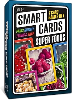 100 PICS SMART CARDS Super Foods, 7 games in 1, Pairs, Snap, Trumps, Rummy, Memory Quiz, Learn Facts, Travel Game, Gift, Stocking Filler, Age 5+, 1-8 Players