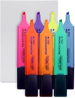 LUCKNIGHT 7 Assorted Highlighter, 1-5mm Highlighter Pen Set, Revision Highlighter Pens Underlines, Tip Highlighters for Journals,Bibles (Pink Red Orange Purple Green Blue Yellow)