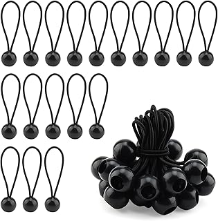 ZEONHAK 50 PCS 4 Inch Bungee Ball,10cm Bungee Cord with Ball, Flag Bungees Ties for Camping Tarp, Tarpaulin, Black