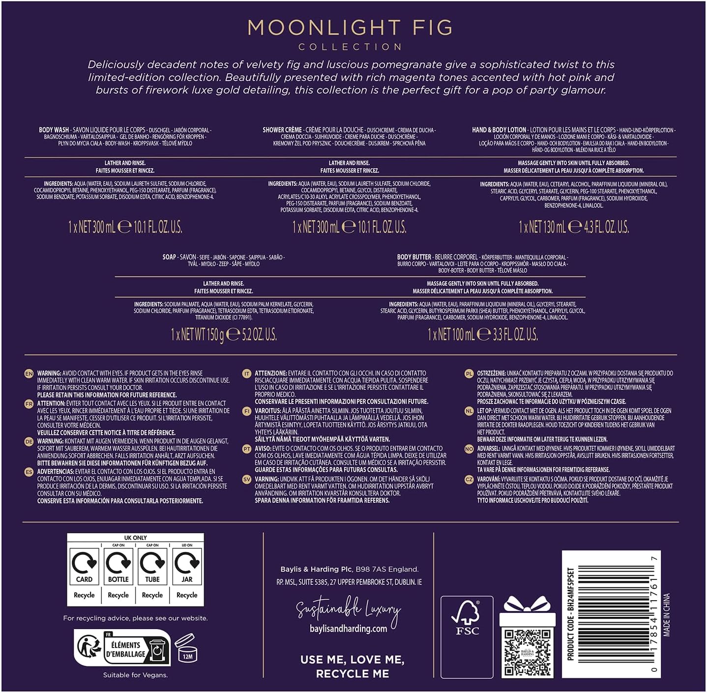 Baylis & Harding Moonlight Fig Perfect Pamper Gift Set - Vegan Friendly (Pack of 1)-6