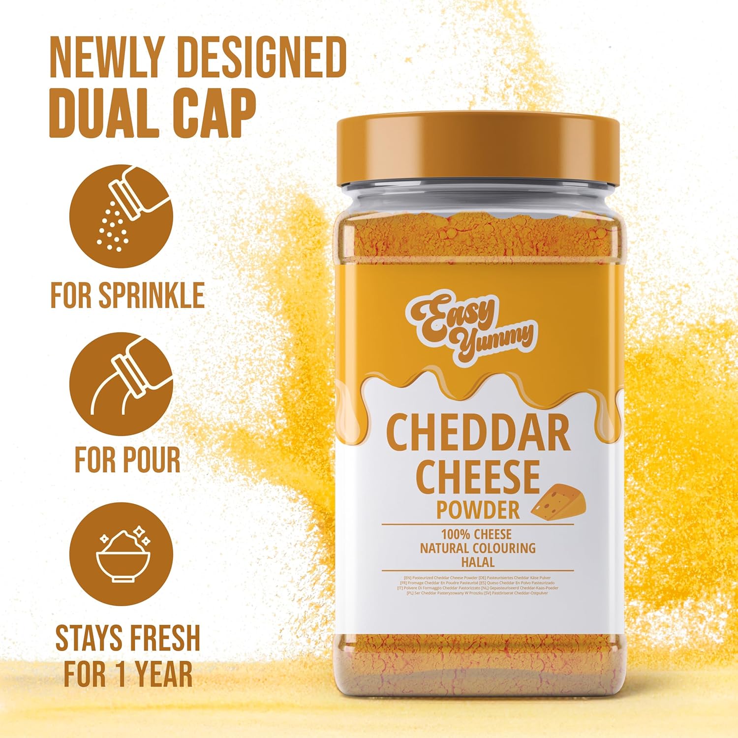 Easy Yummy Cheddar Cheese Popcorn Seasoning 300g, 100% Cheddar Cheese Popcorn Flavouring-3