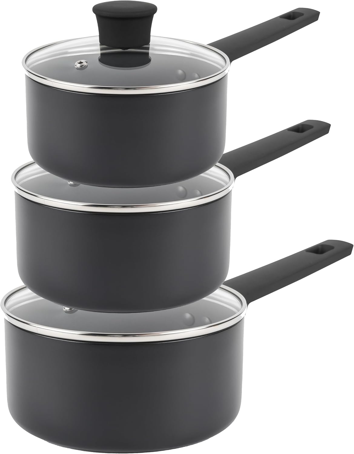 Russell Hobbs COMBO-8693 Saucepan Set – Non-Stick Pans, Induction, With Glass Lids, High Performance, Easy-Clean, Use Little/No Oil, Soft-Touch Handle, 5 Year Guarantee, 16/18/20 cm, Shield Collection-0