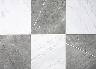 Chris Loves Julia FloorPops 12-in by 12-in Grey & White Marble Bonneville Peel & Stick Floor Tiles