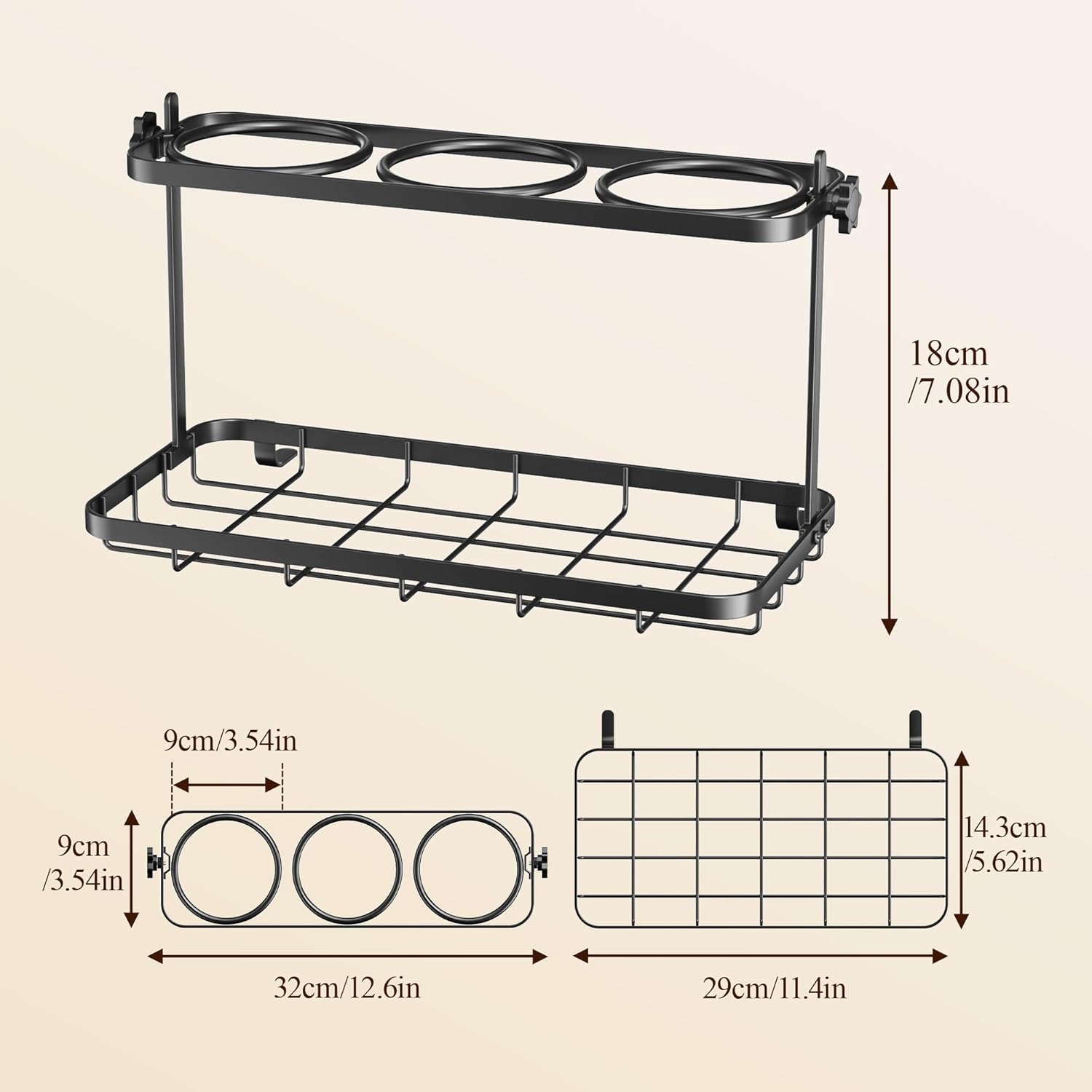 susswiff Free-Standing Hair Dryer Holder, Hair Tool Organizer，Adjustable Height Dresser Organizer for Hair Dryer Accessories, Cosmetics, Toiletries-5