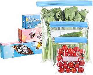 70 Pcs Freezer Bags, Ziplock Bags Food Reusable Sandwich Bags Zip Seal Food Bags, BPA Free Zip Lock Bags, Food Storage Freezer Bags for Fruits,Meat,Grains,Vegetables,Candies (3 Sizes)