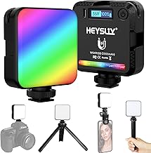 Heysliy RGB Video Light,Camera Light 360° Full-Color,Selfie Photography Lights with Mini Tripod,2000mAh Rechargeable Portable Light,2500-9000K Dimmable Led Panel Light