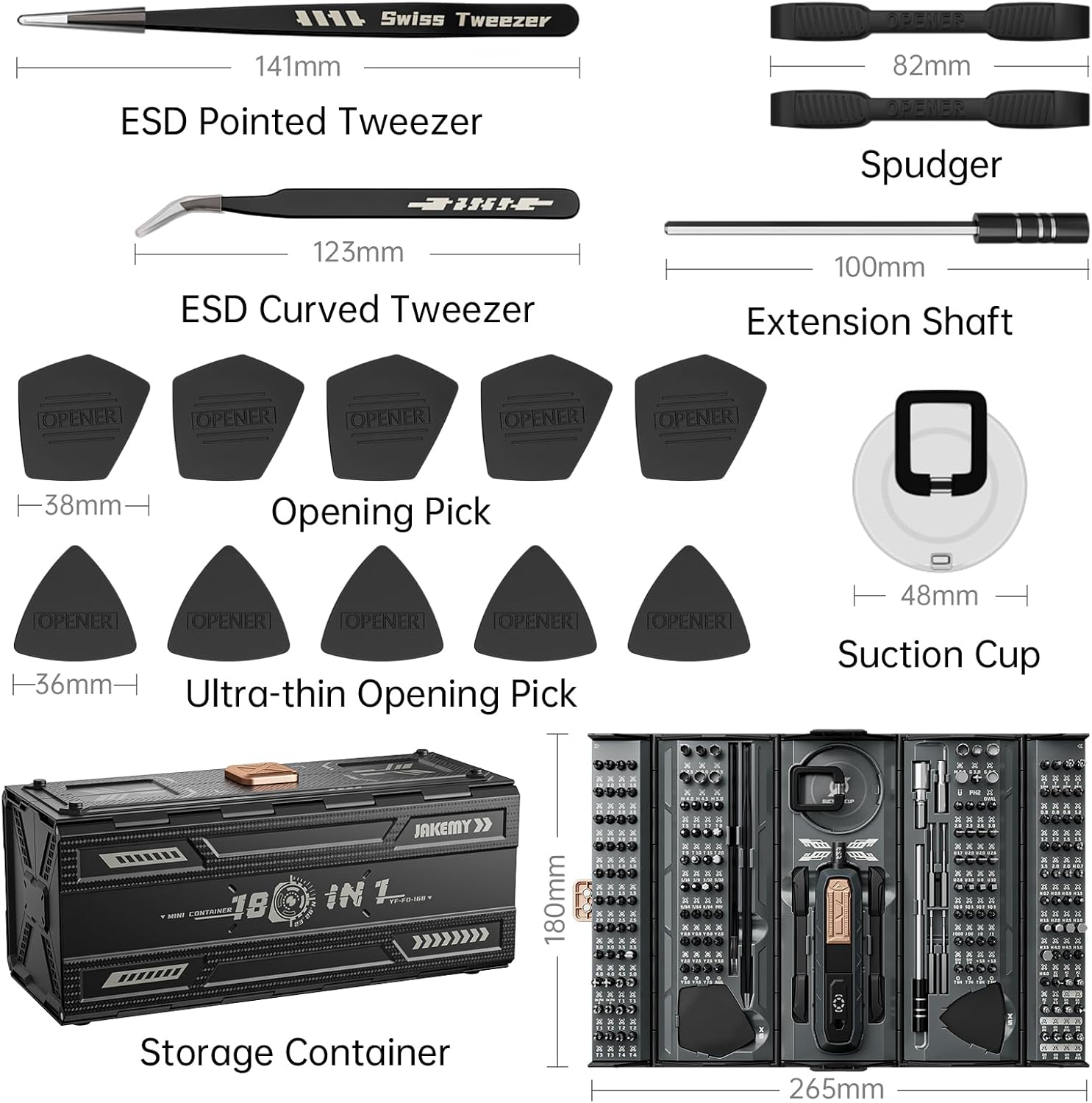 JAKEMY 180 in 1 Precision Screwdriver Set Repair Tool Kit for Laptop, iPhone, Computers, Glasses, Watches-5