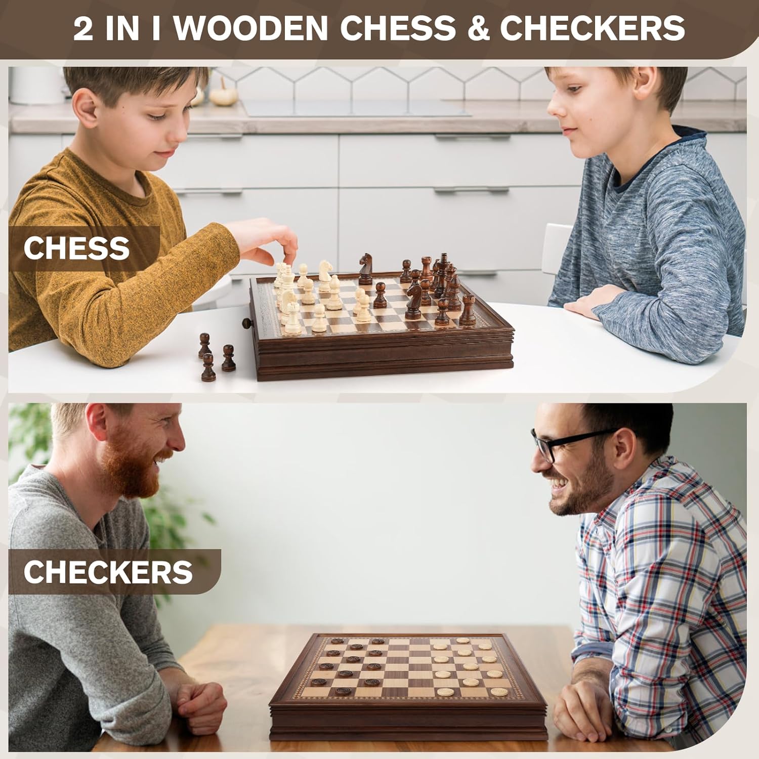 Peradix Magnetic Wooden Chess Set - 32.5 x 32.5 cm Chess Board Game with 2 Built-in Storage Drawers - 2 Bonus Extra Queens - Chess for Beginner, Kids, and Adults, Gift Packaging-4