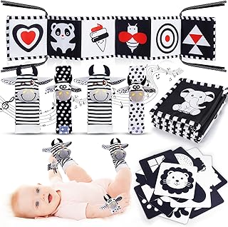 HappyKidsClub Black and White Sensory Toys, Baby Essentials for Newborn Sensory Toys for Babies Baby Toys 0-6 Months Baby Gifts Baby Rattle Socks Toys for Newborns Baby Sensory Toys 0 6 Months