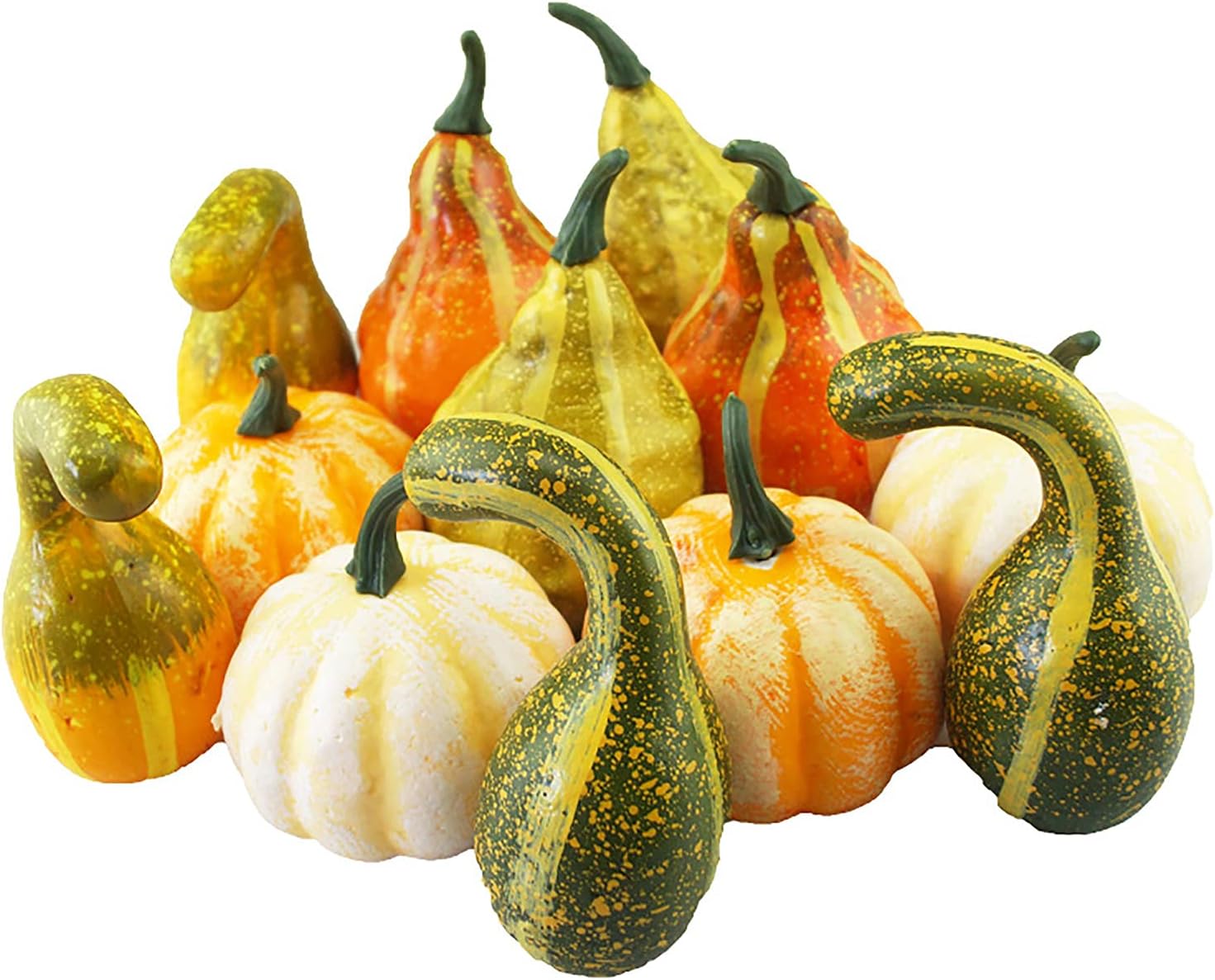 TITA-DONG Artificial Pumpkins and Gourds, Set of 12 Fake Pumpkin Model, Halloween Foam Props, Artificial Vegetables for Decorating Fall Craft Thanksgiving Wedding Centerpieces(#1)-0