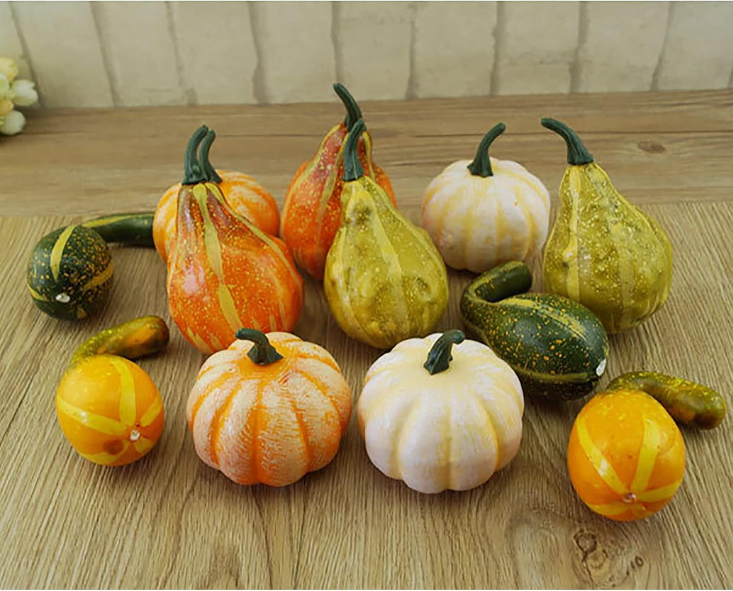 TITA-DONG Artificial Pumpkins and Gourds, Set of 12 Fake Pumpkin Model, Halloween Foam Props, Artificial Vegetables for Decorating Fall Craft Thanksgiving Wedding Centerpieces(#1)-1