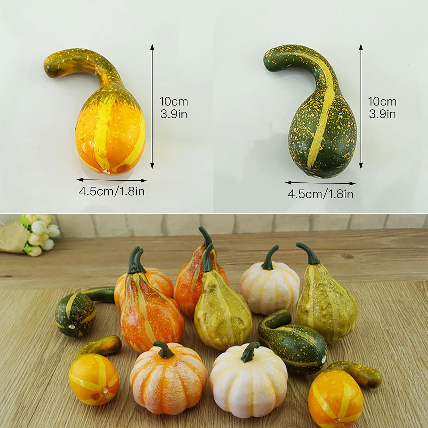 TITA-DONG Artificial Pumpkins and Gourds, Set of 12 Fake Pumpkin Model, Halloween Foam Props, Artificial Vegetables for Decorating Fall Craft Thanksgiving Wedding Centerpieces(#1)-3