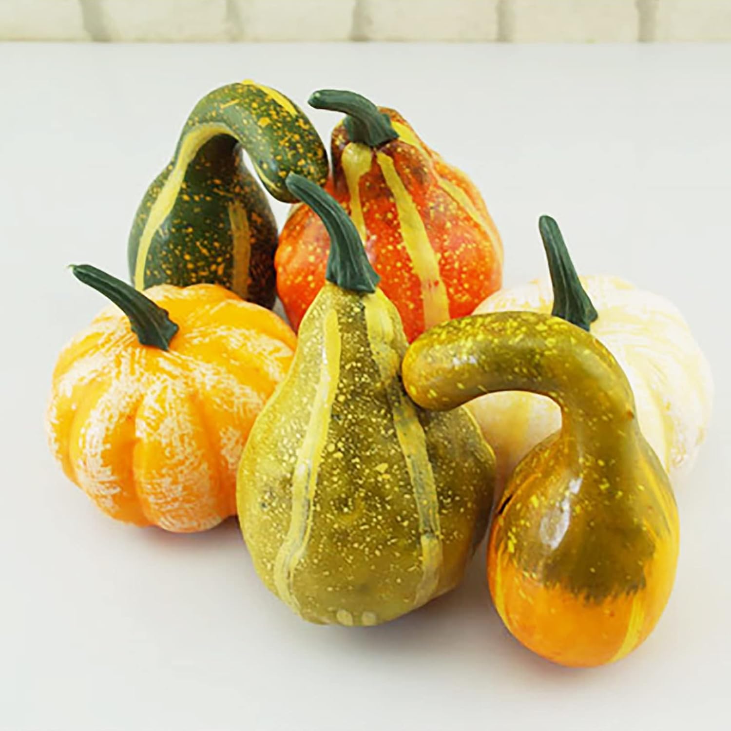 TITA-DONG Artificial Pumpkins and Gourds, Set of 12 Fake Pumpkin Model, Halloween Foam Props, Artificial Vegetables for Decorating Fall Craft Thanksgiving Wedding Centerpieces(#1)-4