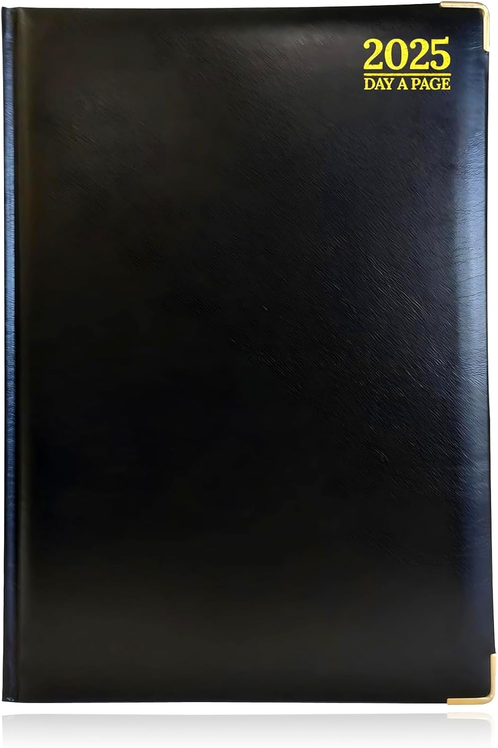 G4GADGET Luxury 2025 A4 Black Day A Page Diary Padded Front & Hardback Cover Gilt Edges-0