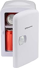 EMtronics EMMF4LWH Compact Mini Cooler Fridge 4 Litre, 6 Can Portable AC+DC Power For Bedrooms, Cars, Offices; Skincare, Makeup, Cosmetics, Food (White)