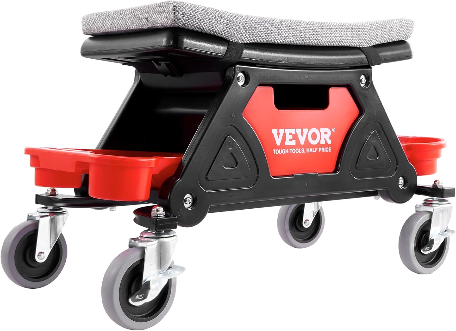 VEVOR Mechanics Stool, 300 LBS Capacity Rolling Mechanic Seat with 4" Wheels, with Three Slide Out Tool Trays and Drawer, Heavy Duty Roller Creeper Seat for Home Garage DIY Automotive-11