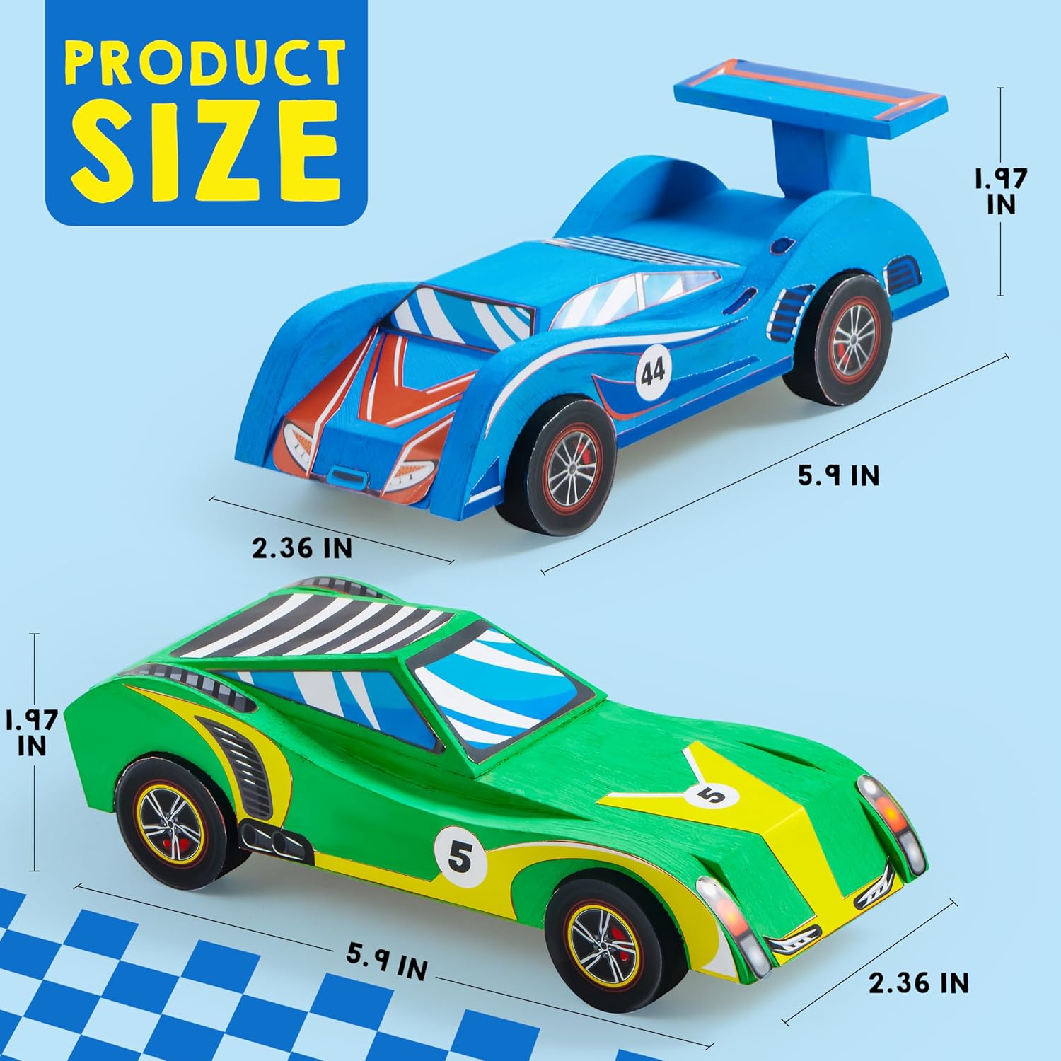 Klever Kits 4 PC Racing Cars Painting Kit, Arts and Crafts for Kids Age 6-12,Paint Your Own Wooden Cars, Car Activities for Kids,Birthday Creativity Gifts for Boys Ages 6 7 8 9 10 11 12-3