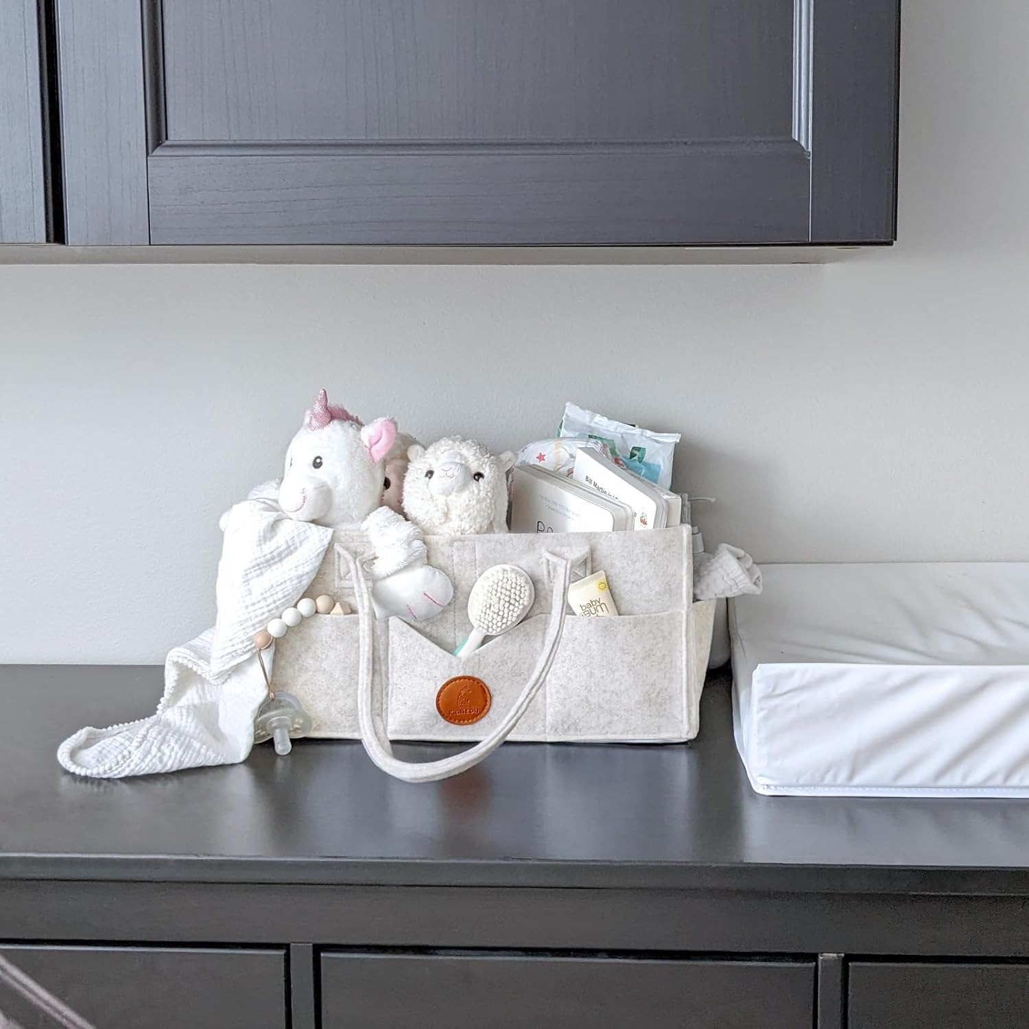 Maliton Nappy Caddy, Newborn Essentials for Diaper Caddy, Sturdy Portable Washable Baby Caddy with Detachable Compartments. Baby Shower Gifts for Mum, Nappy Organiser for Indoor Outdoor, White-6