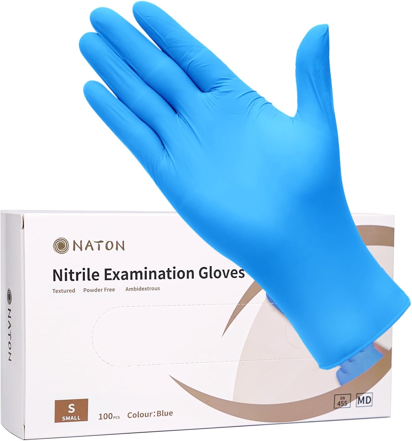 NATON Nitrile Gloves Latex Free S - Vinyl Multi-Purpose Disposable Gloves, Protein Free, Box of 100, Blue for Women (Small)-0