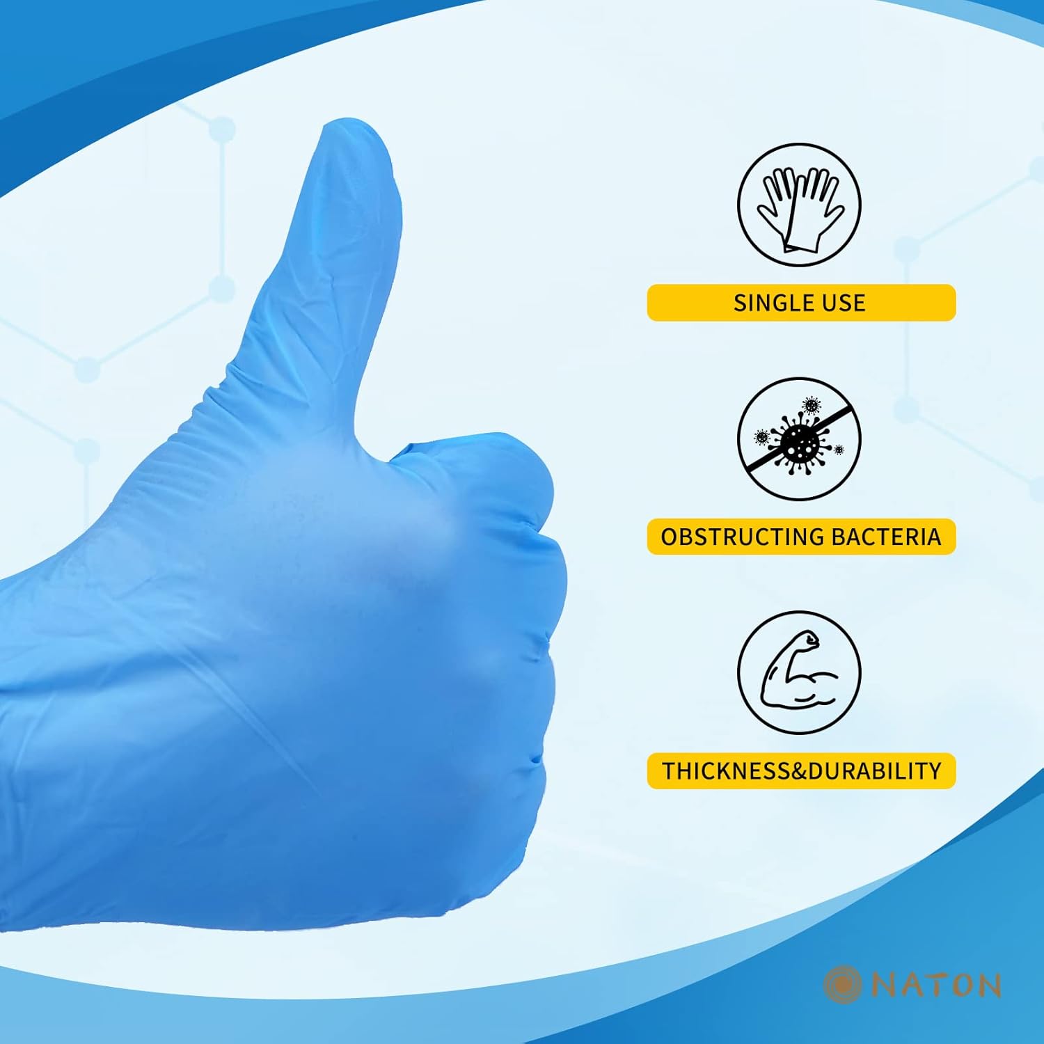 NATON Nitrile Gloves Latex Free S - Vinyl Multi-Purpose Disposable Gloves, Protein Free, Box of 100, Blue for Women (Small)-1