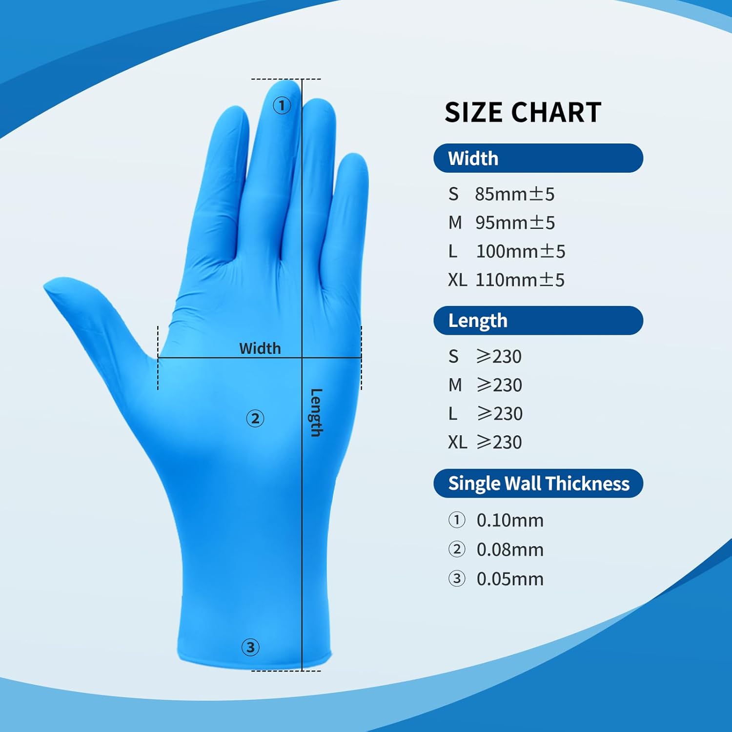 NATON Nitrile Gloves Latex Free S - Vinyl Multi-Purpose Disposable Gloves, Protein Free, Box of 100, Blue for Women (Small)-5