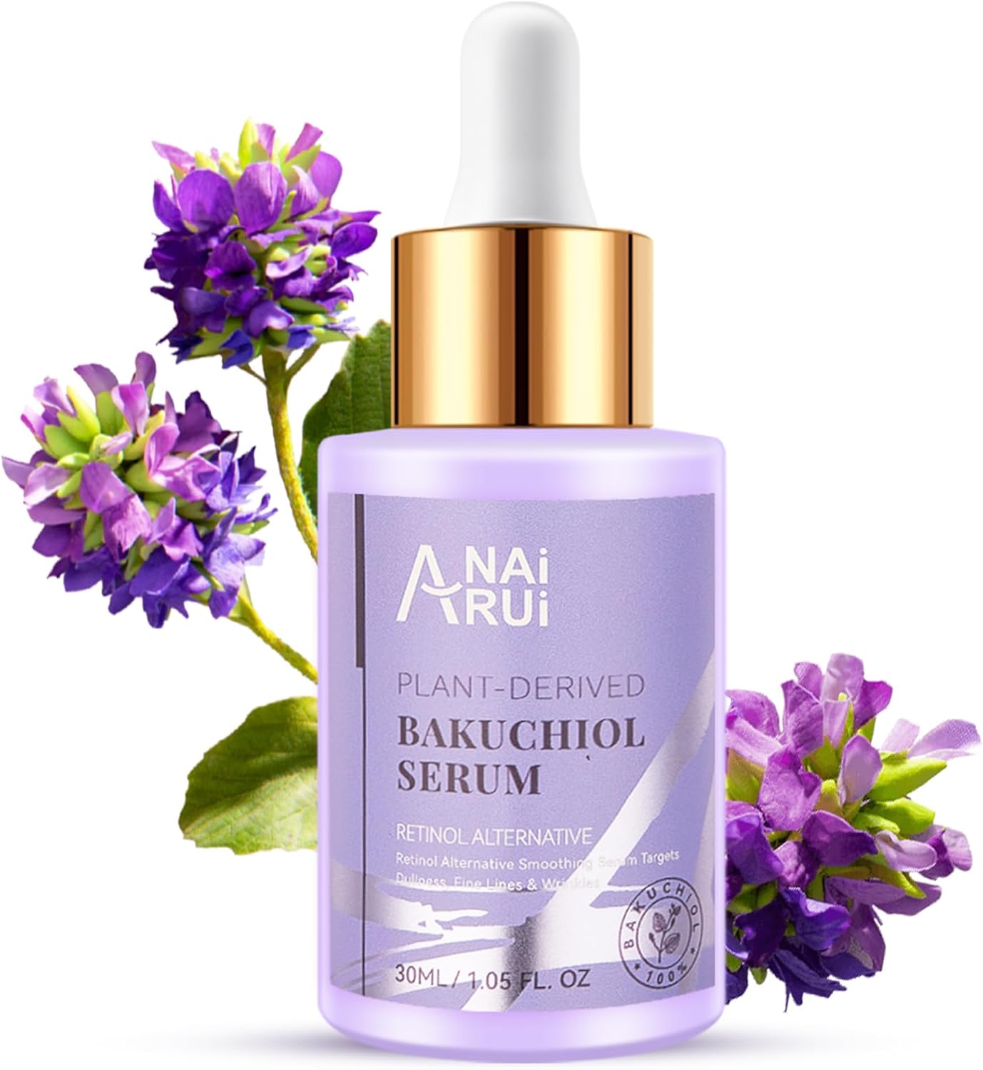 ANAiRUi Bakuchiol Serum with Hyaluronic Acid & Peptide, Retinol Alternative Face Serum for Face and Neck, Hydrating, Smoothing, Anti Aging, Reducing Fine Lines and Wrinkles, 30 ml-0