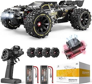 DEERC 1:14 Fast Brushless RC Cars for Adults & Boys, Max 50+ MPH, 2 3S Lipo Batteries 4x4 Waterproof RC Truck, High Speed Offroad Remote Control Car, All Terrain RC Truggy for Snow,Sand & Mud