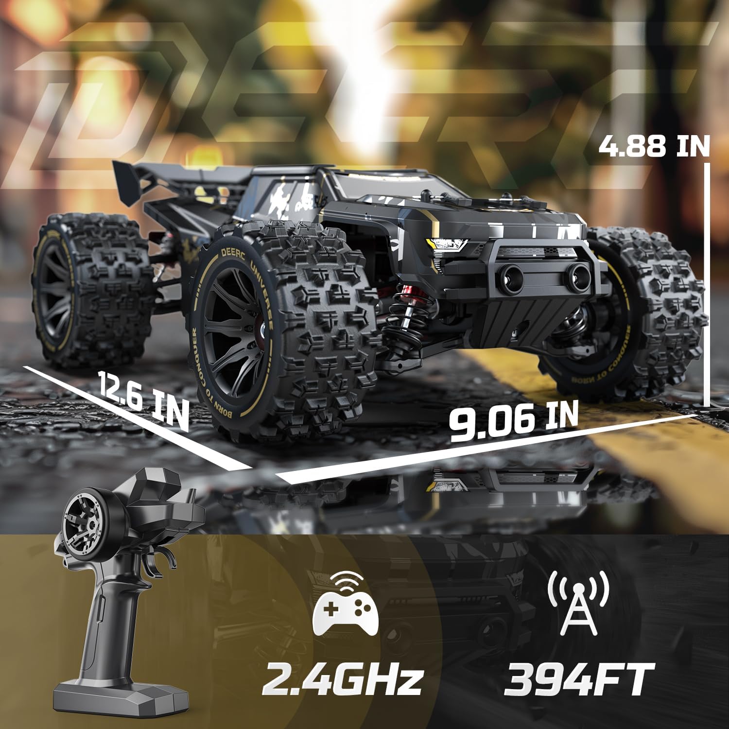 DEERC 1:14 Fast Brushless RC Cars for Adults & Boys, Max 50+ MPH, 2 3S Lipo Batteries 4x4 Waterproof RC Truck, High Speed Offroad Remote Control Car, All Terrain RC Truggy for Snow,Sand & Mud-6