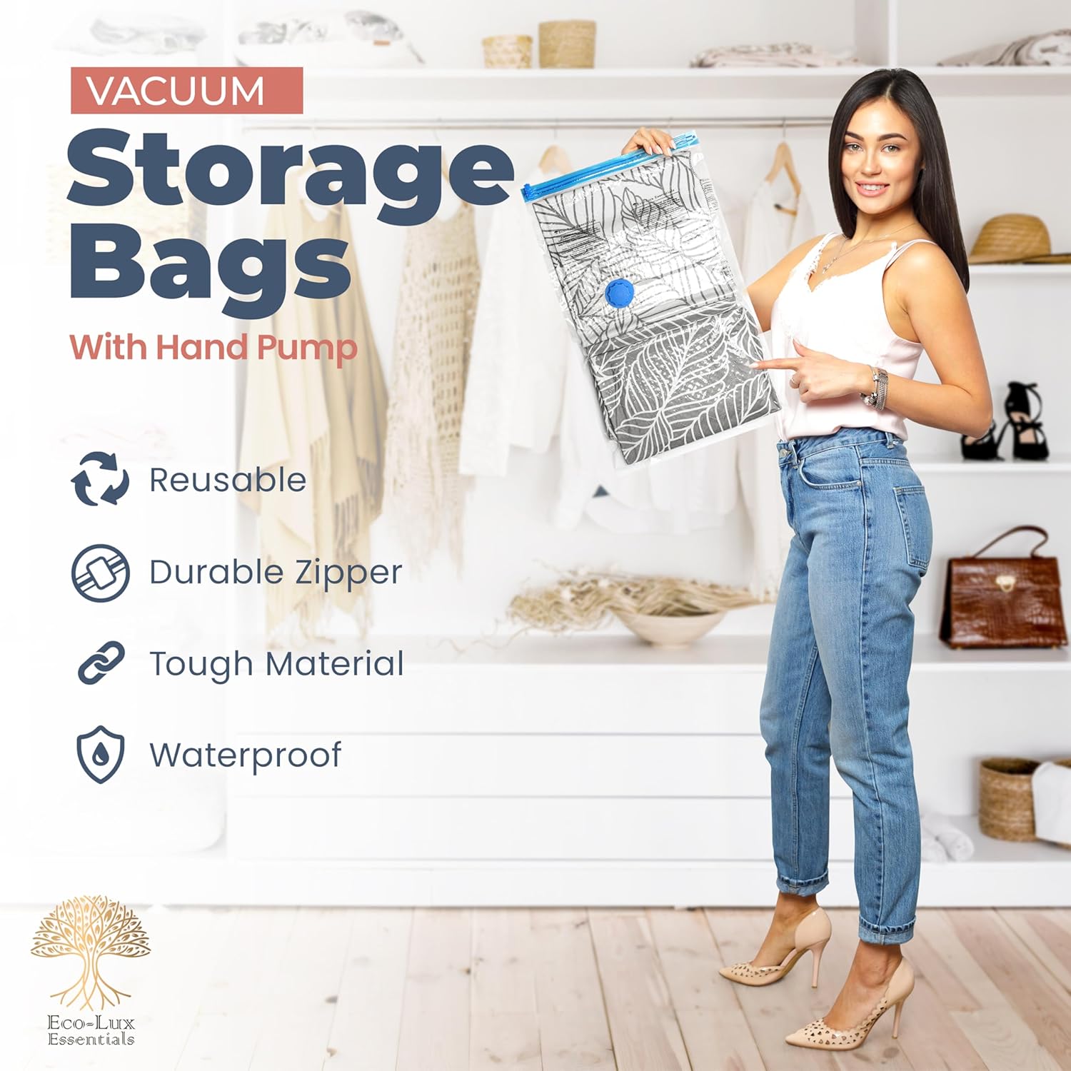 Vacuum Storage Bags - Clothes Storage Bag Vacuum Pack - Space Saver Vacuum Storage Bags for Clothes Storage, Vacuum Bags for Bedding - Vacuum Bags for Clothes - with Pump (9 Pack Mixed)-1