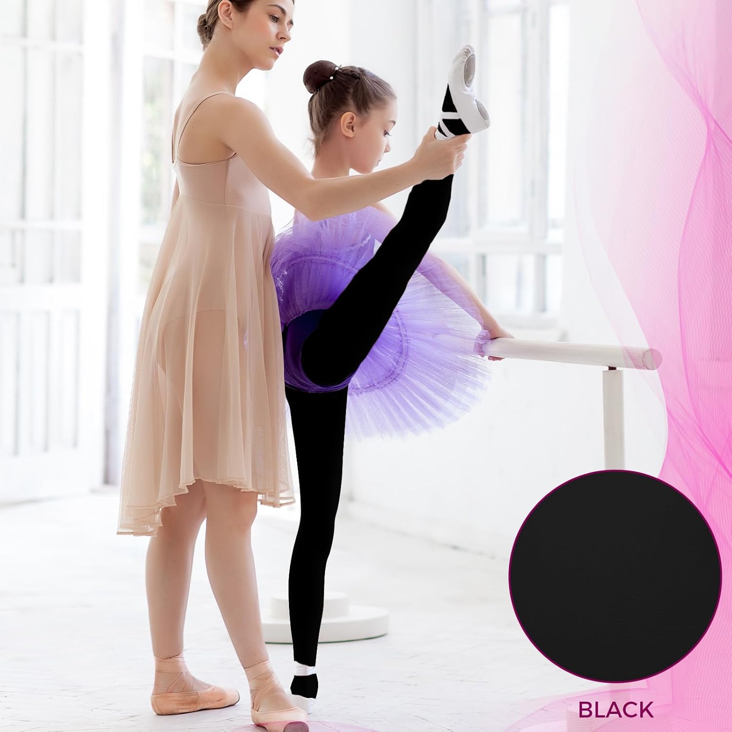 YOGINGO Girls' Ballet Tights, Footed Dance Tights Ultra-Soft & Stretch for Students, Little Kids and Toddler School-1