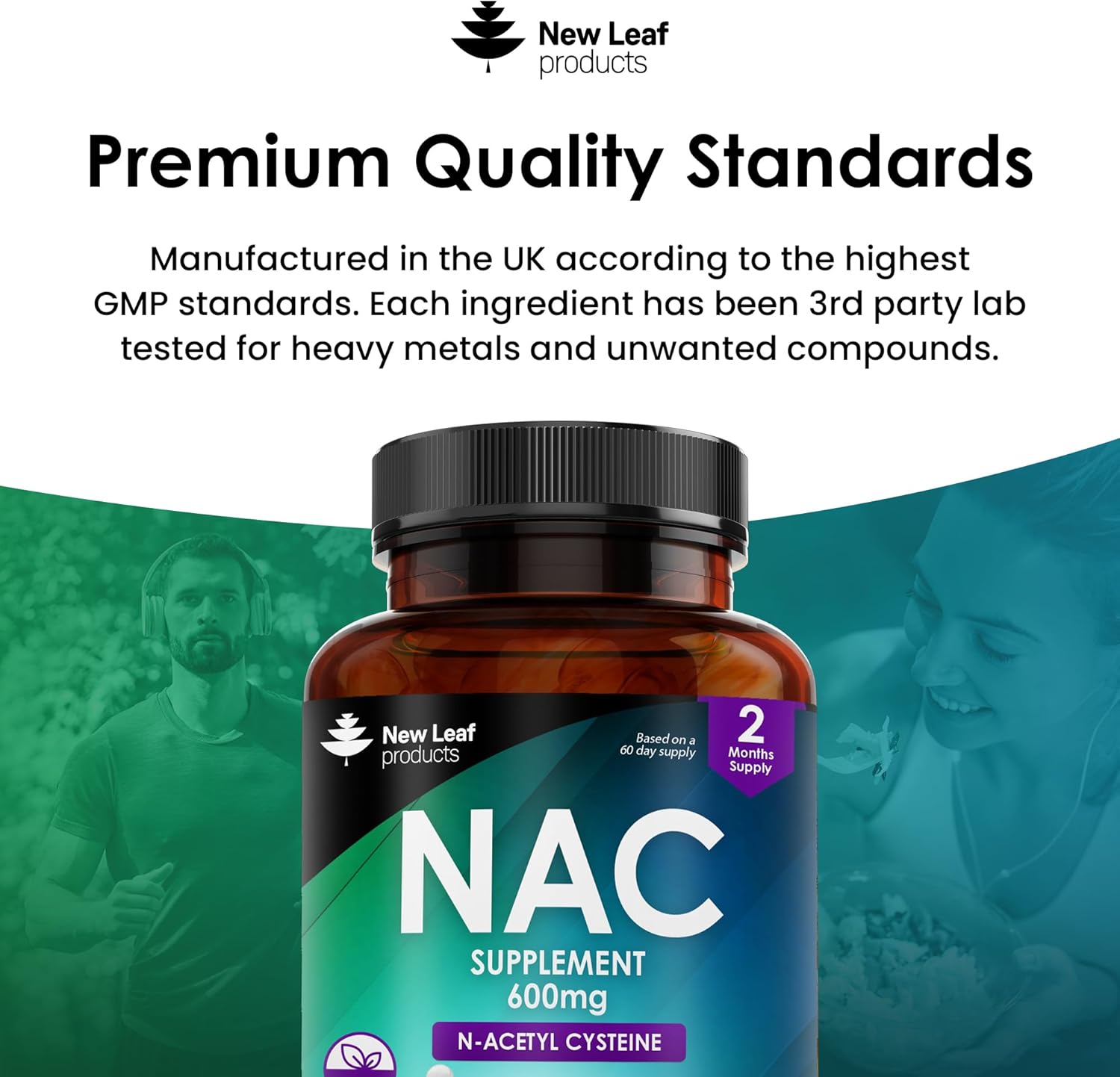 NAC N-Acetyl-Cysteine 600mg (per Serving) N-Acetyl Cysteine Nutritional Supplements 120 NAC Tablets - Nac Supplement High Bioavailability Amino Acid - Vegan Friendly - Made in UK by New Leaf-4