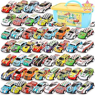 SevenQ Toy Cars Party Favors for Kids, 72Pcs Pull Back Cars Playsets with Storage Box, Mini Toys Race Cars for Kids Goodie Bags Toddler Toys Bulk Prizes Rewards