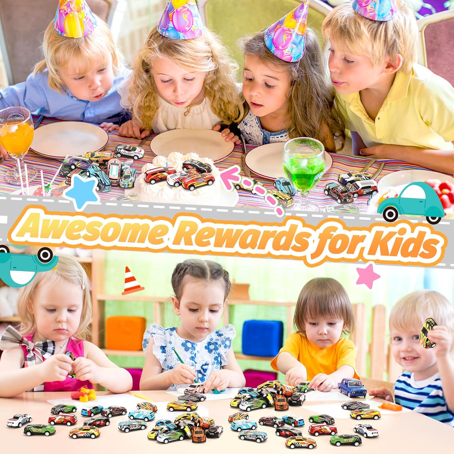 SevenQ Toy Cars Party Favors for Kids, 72Pcs Pull Back Cars Playsets with Storage Box, Mini Toys Race Cars for Kids Goodie Bags Toddler Toys Bulk Prizes Rewards-5