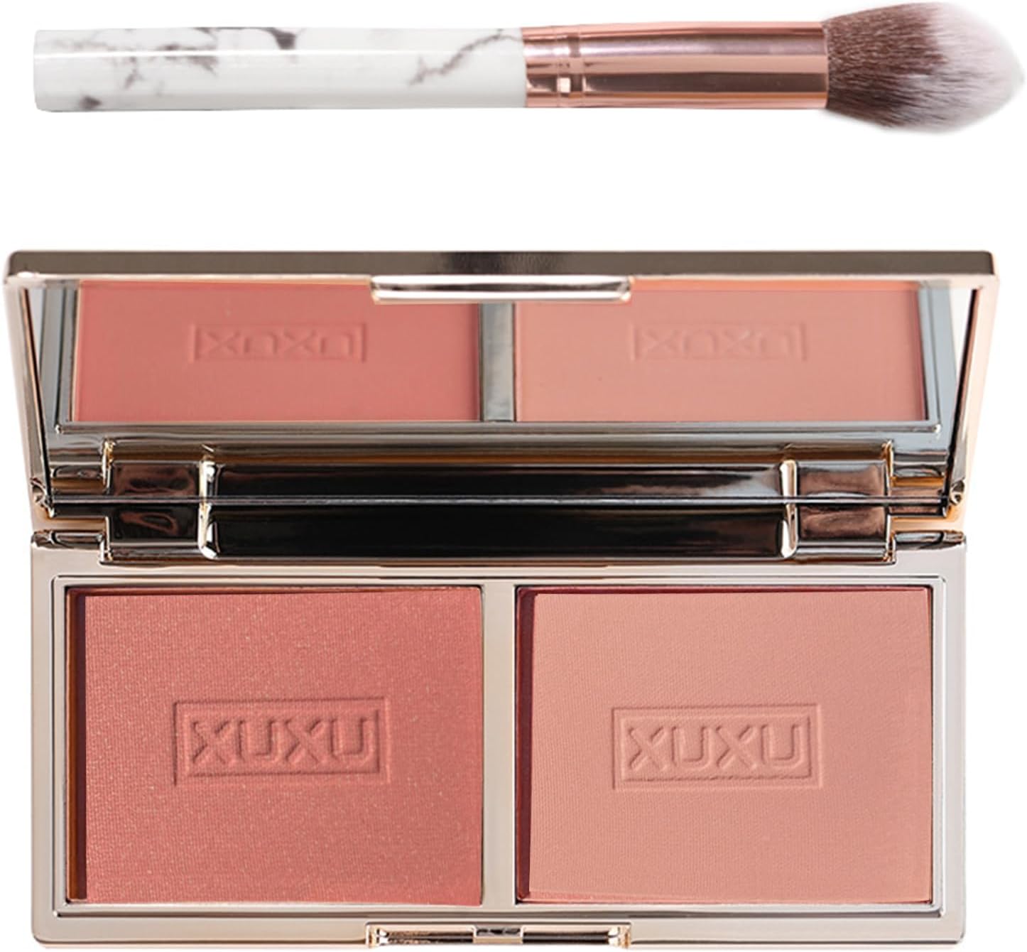 Blush For Cheeks Soft Blusher Makeup Powder Blush Palette With Mirror And Brush,Matte And Shimmer Face Blush Make Up Powder Skin Tint Natural-Looking Blush Weightless Long-Wearing (02)-0